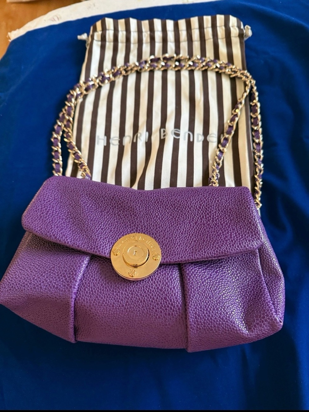 henri bendel Purple Pebbled Leather Chain-Shoulder Crossbody